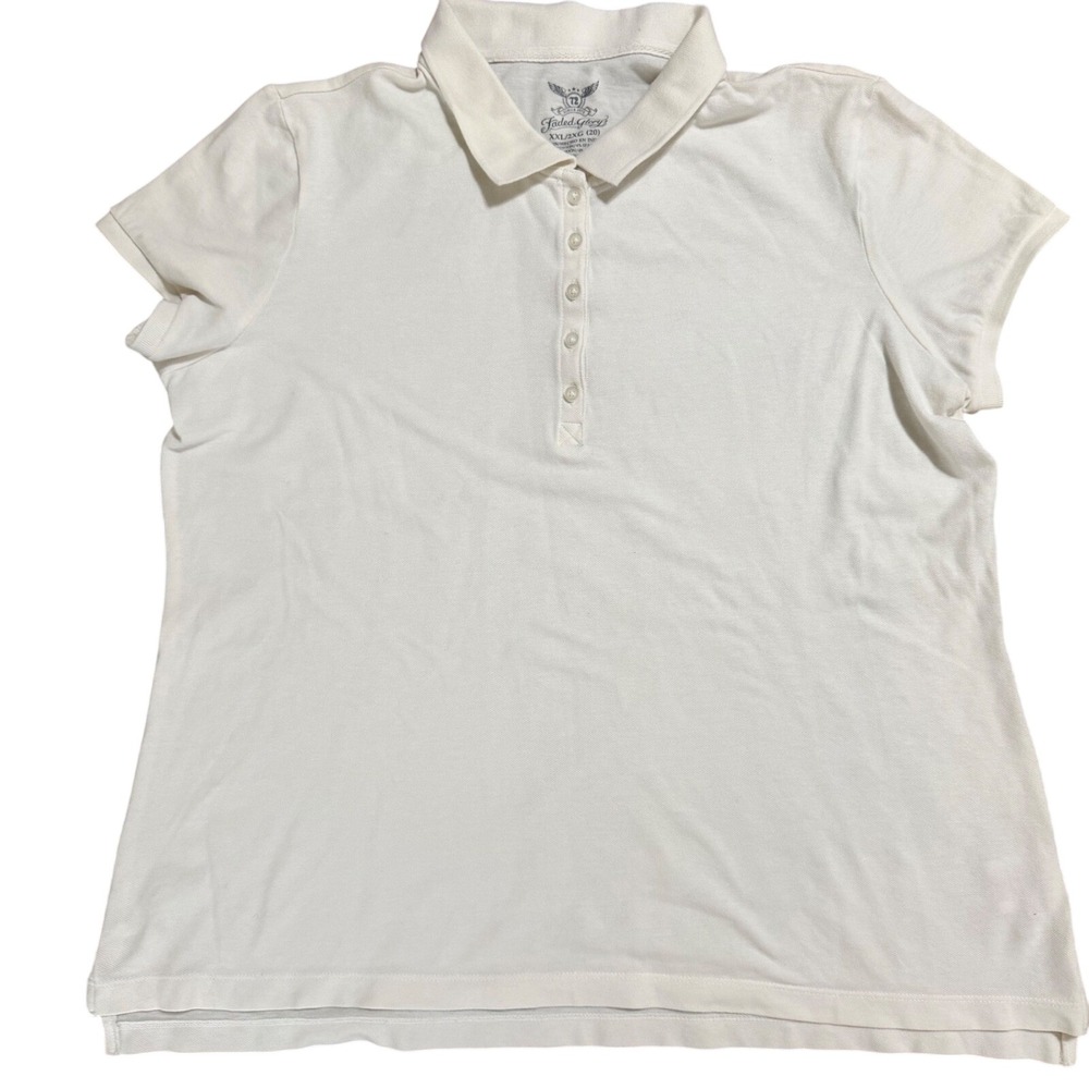 Faded‎ Glory Womens Arctic White Short Sleeve Polo Shirt XXL 20 XFGL14060SO